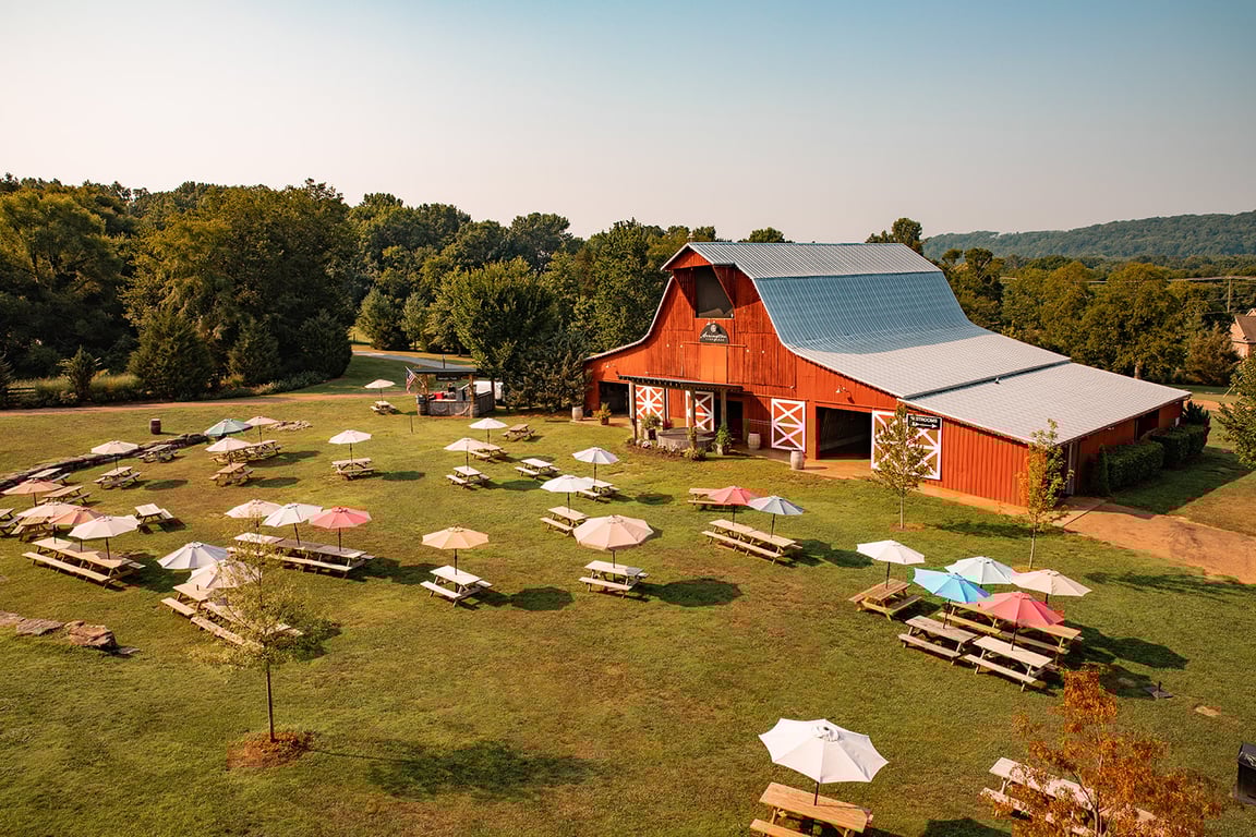 Visitors enjoying wine tastings and fall views at Arrington Vineyards near Nashville