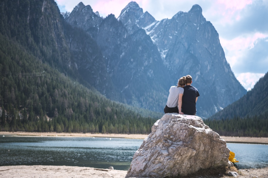 A couple enjoying the beautiful view of Ouray