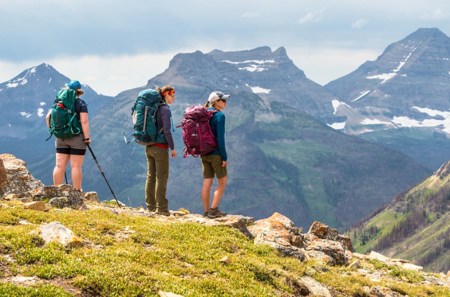 Hikers in glacier national park