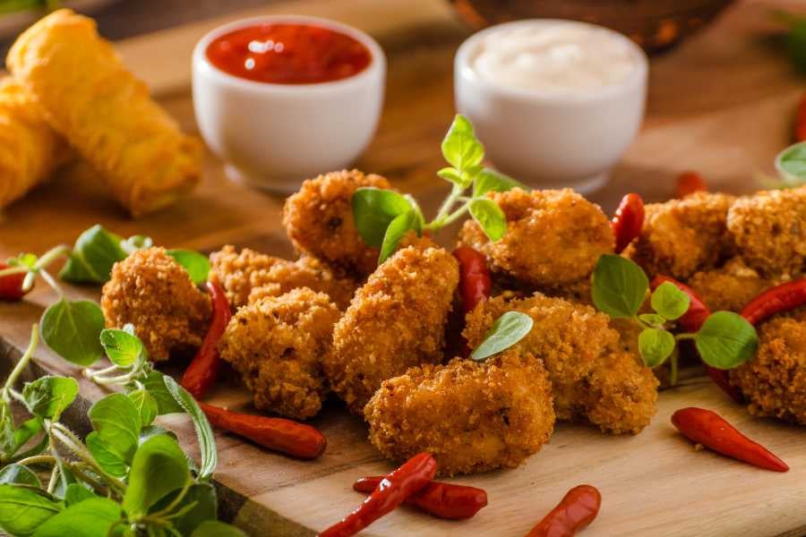 chicken popcorn with croquettes