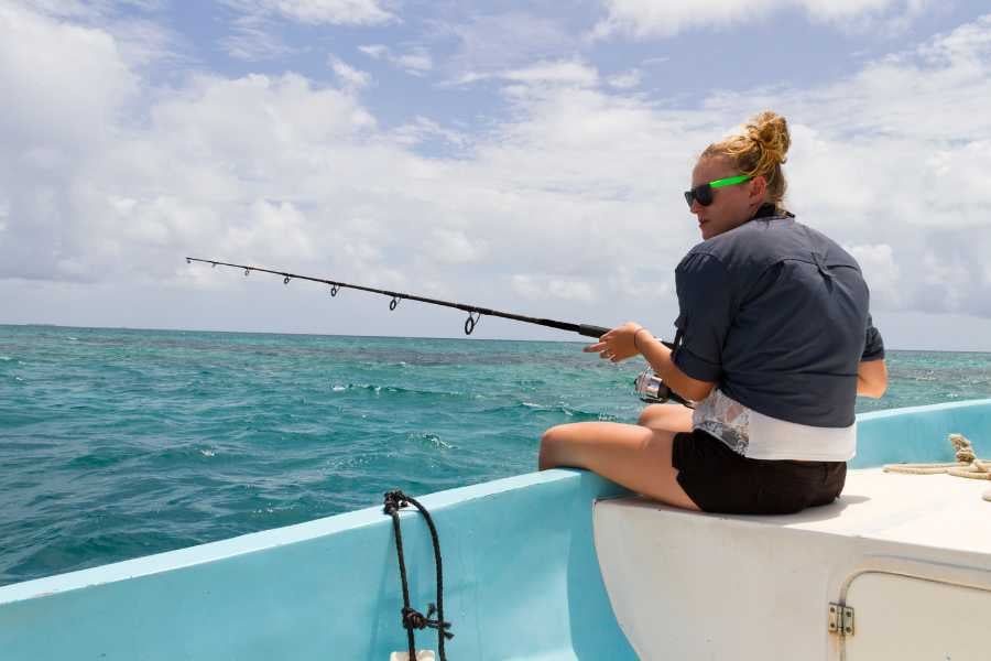 A men is catching fish