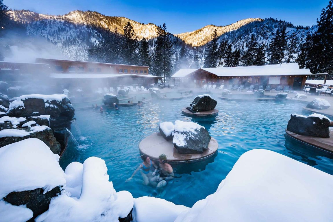 Quinn's hot springs pools in winter time