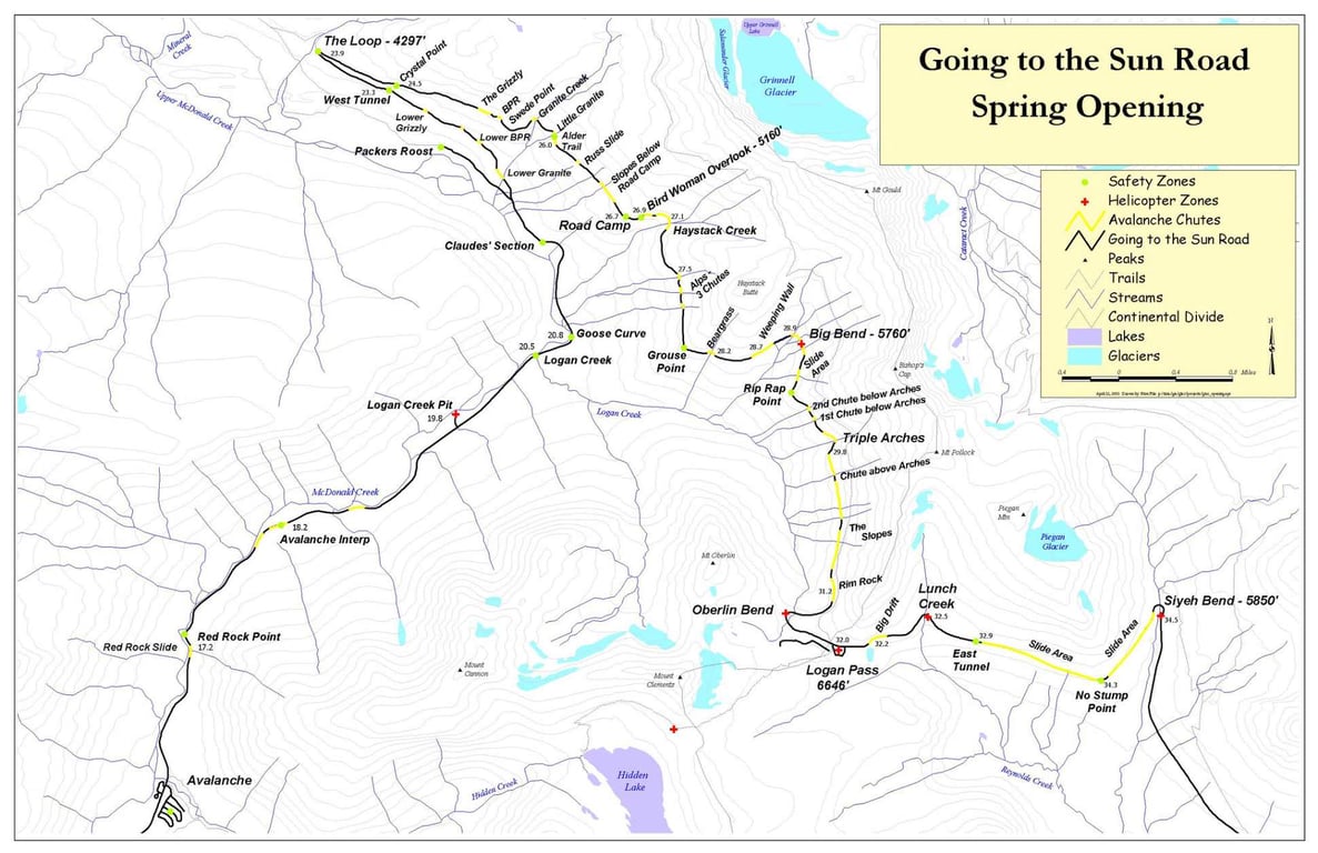 a detailed map of going-to-the-sun road