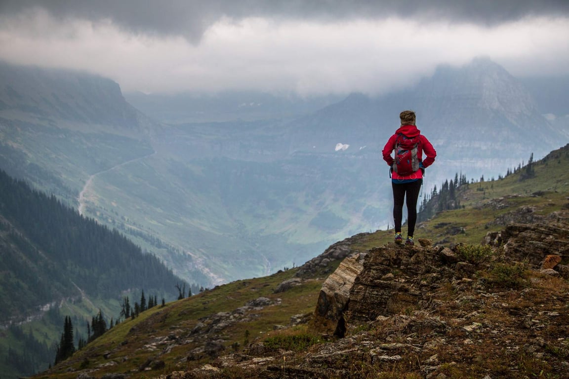 A hiker in Glacier National Park