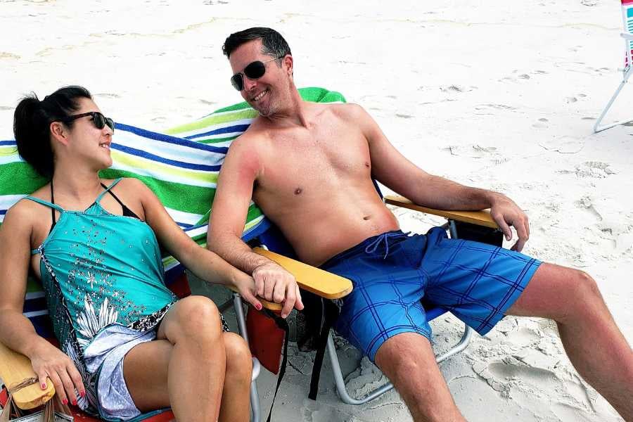 A couple relaxing on the beach