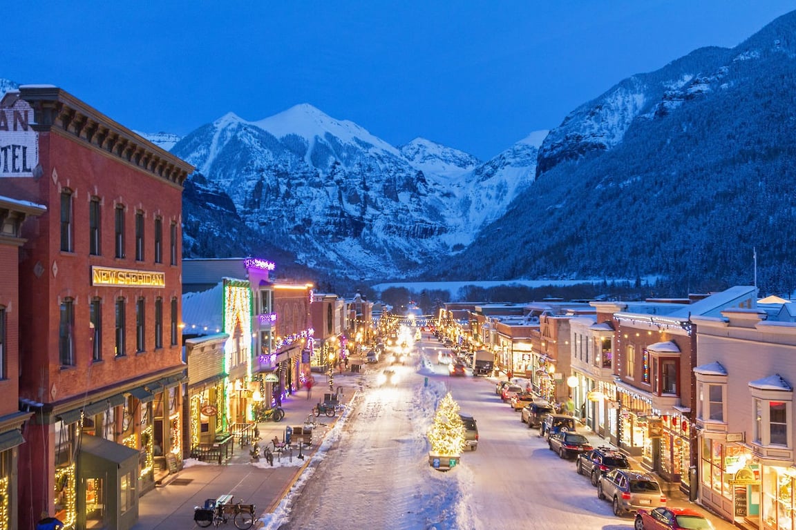 Telluride Main Street during the Holidays