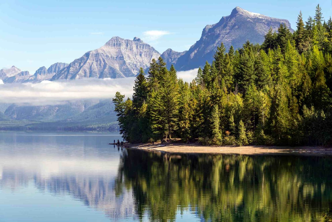 reflections on Lake McDonald in Glacier National Park