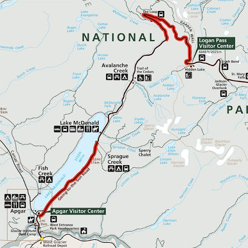 A map of biking restrictions on going-to-the-sun road