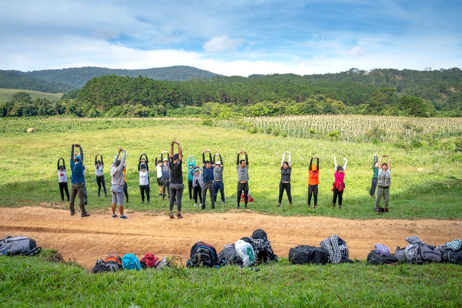 Visitors are preparing to go hiking