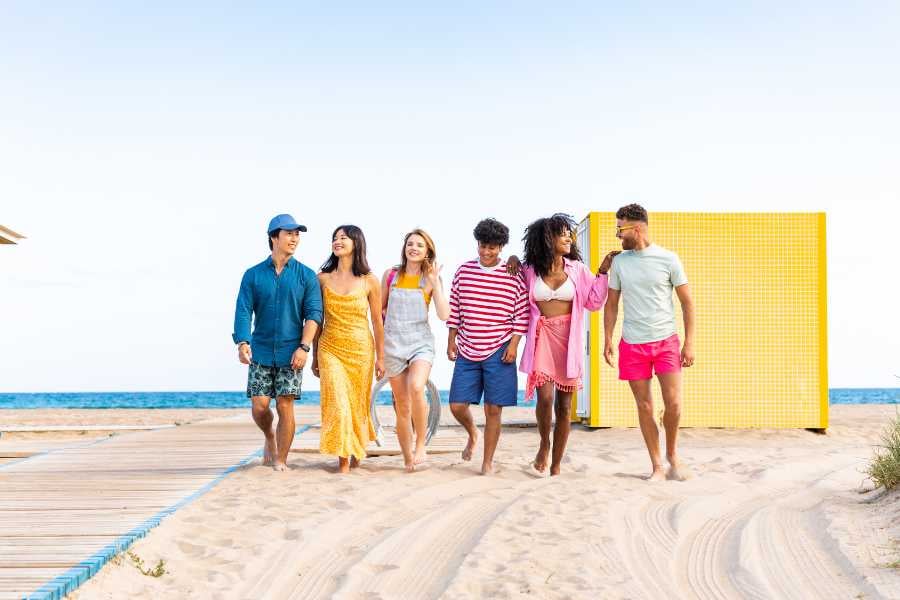 Some friends are having fun on the beach