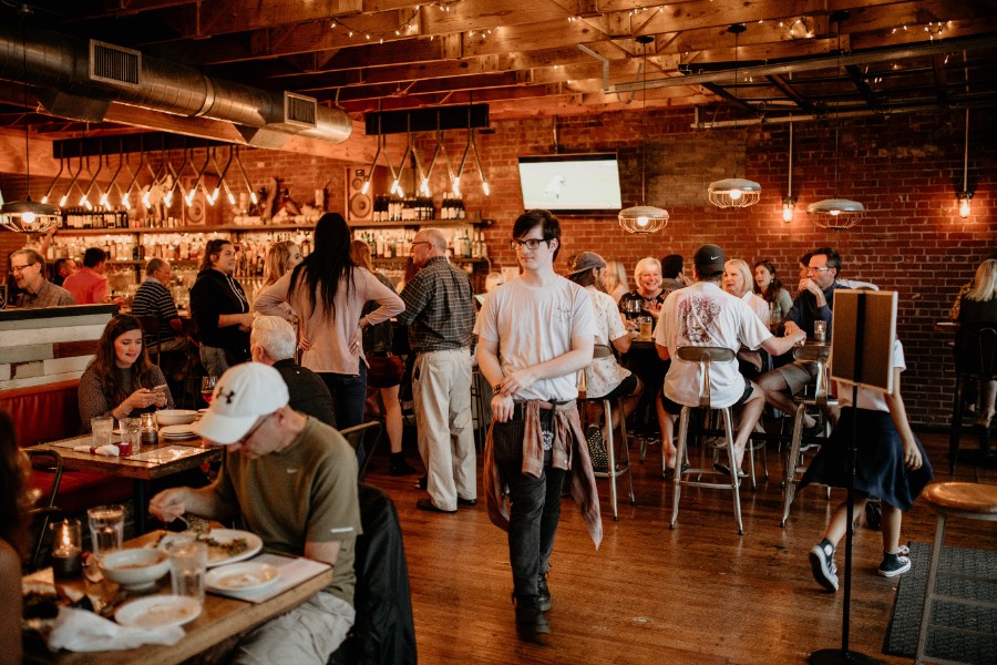 People are enjoying music with food