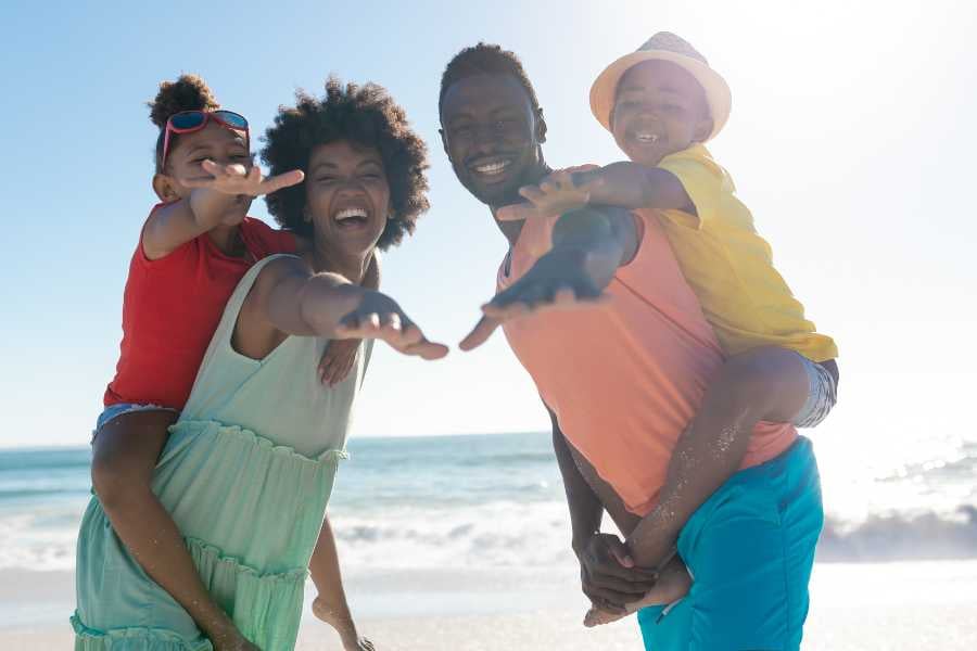 A family enjoying on the beach