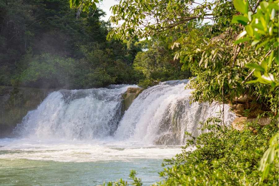 A beautiful view of the waterfall