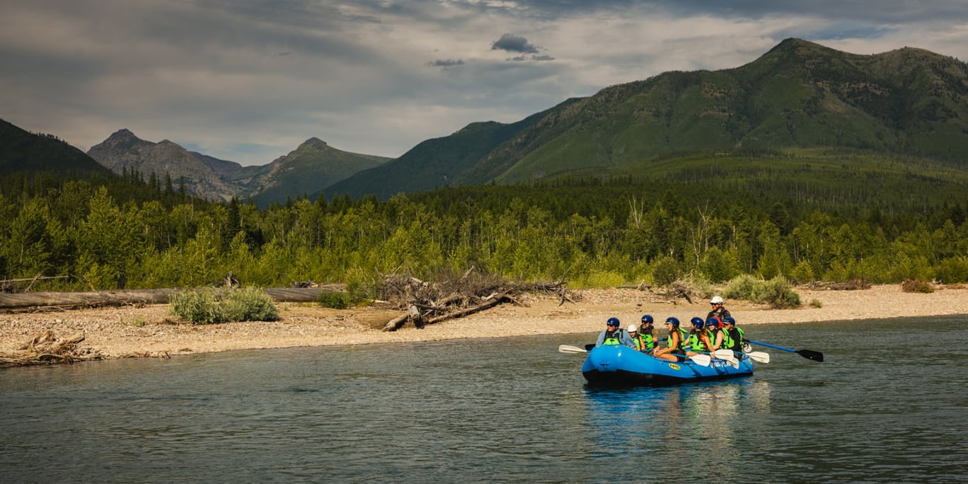 The Middle Fork of the Flathead River winding through pristine forested wilderness along the southern boundary of Glacier National Park