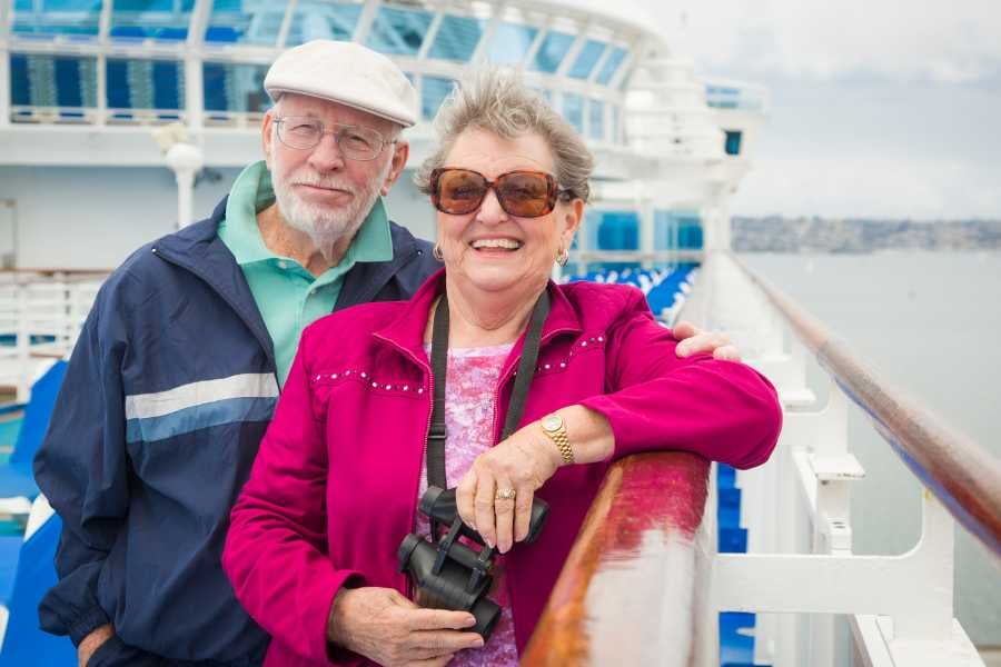 A couple is enjoying a trip on a cruise ship