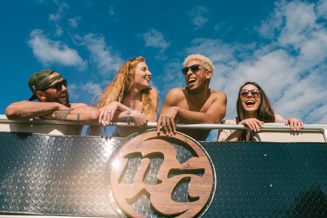 Friends on the water during sunset in Nashville