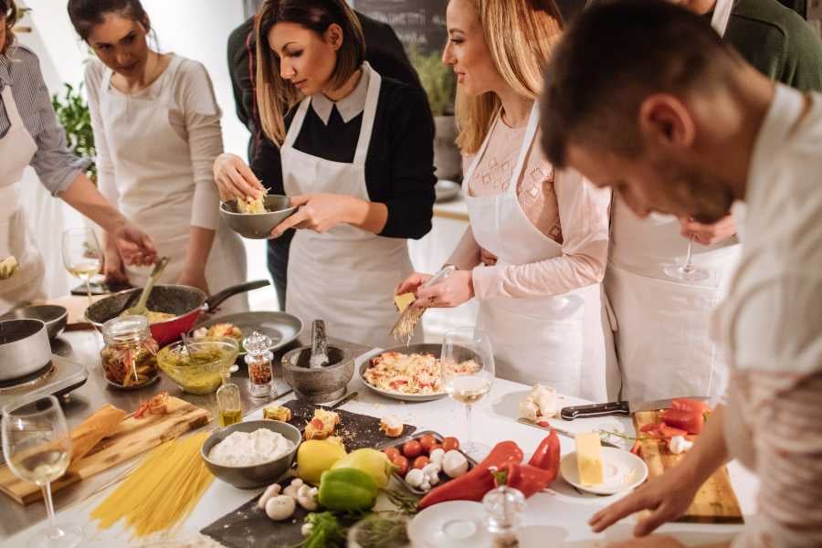 Some people are cooking together