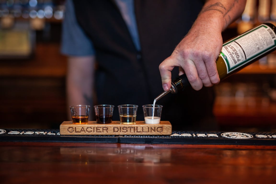 Shots being poured at a bar