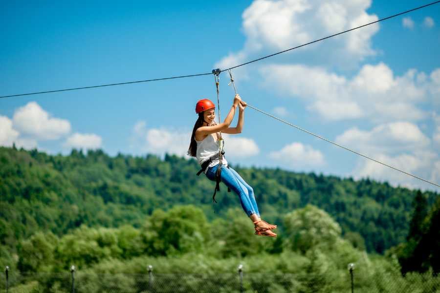 A girl enjoying a zipline adventure