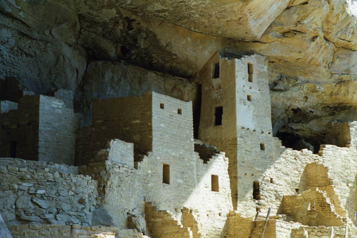 view of pueblan homes in hillside of national park