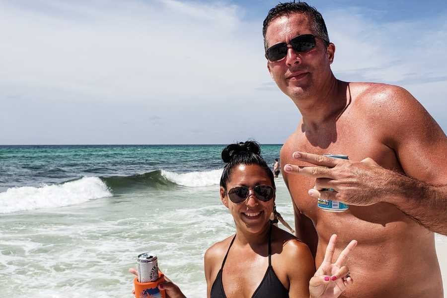 A couple is enjoying at the beach