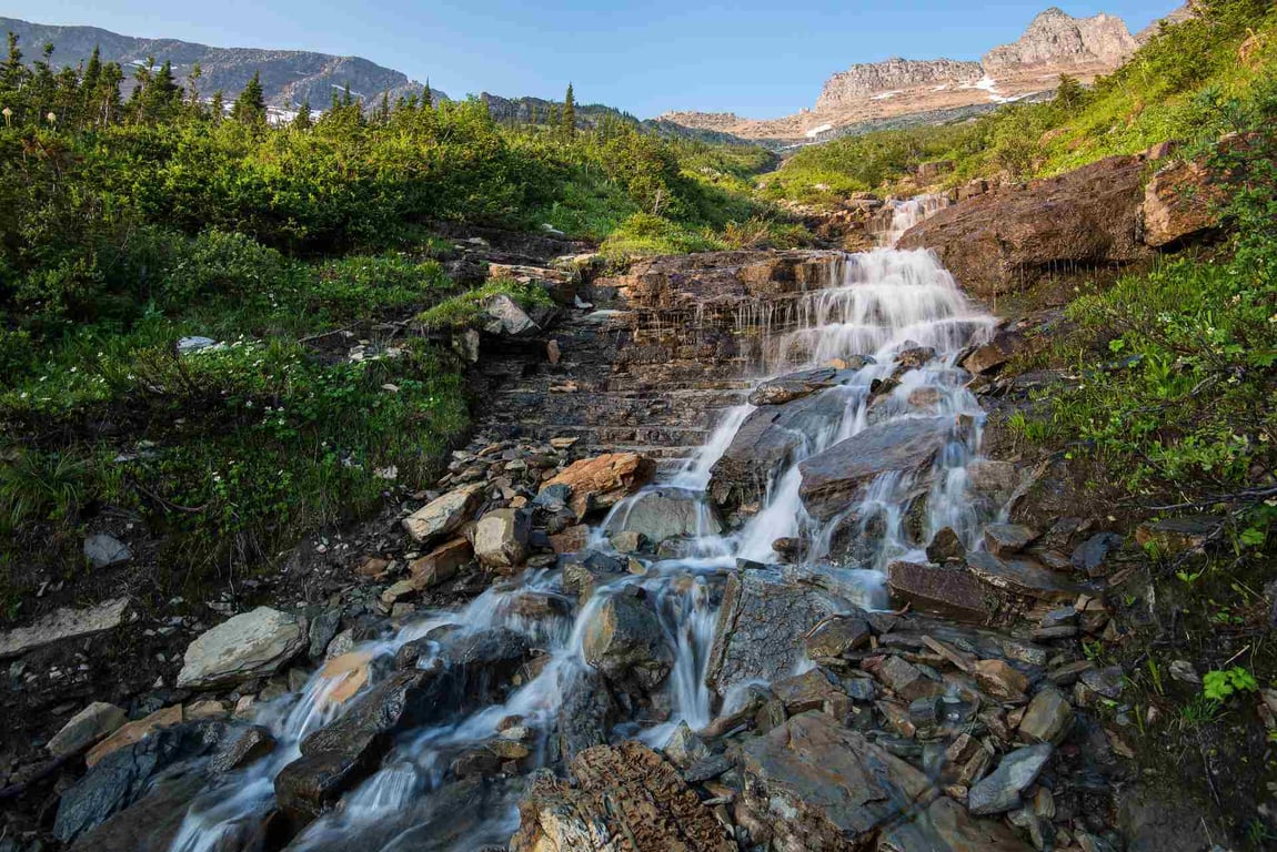 A waterfall along the Highline