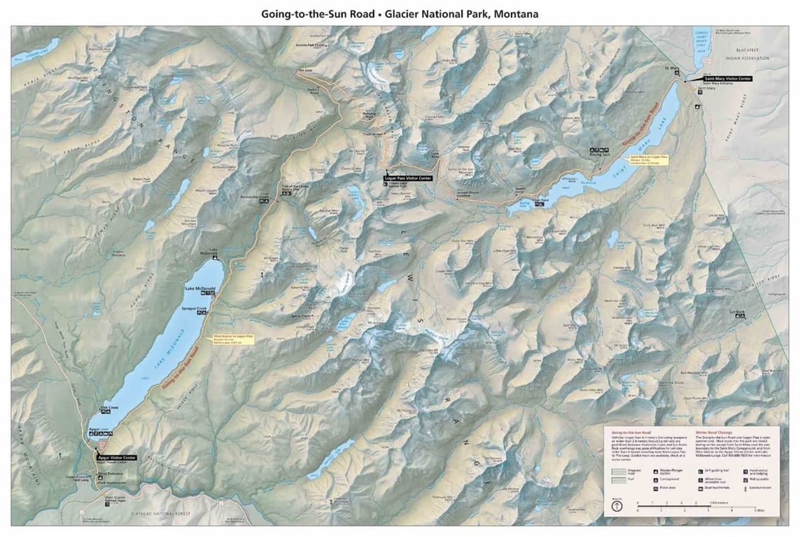 Map of Going to the Sun Road